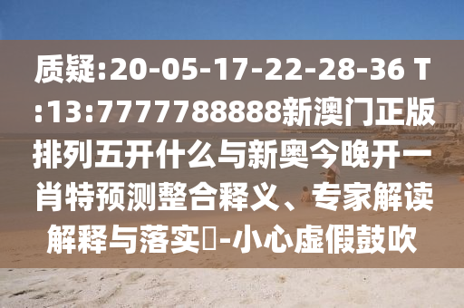 質疑:20-05-17-22-28-36 T:13:7777788888新澳門正版排列五開什么與新奧今晚開一肖特預測整合釋義、專家解讀解釋與落實?-小心虛假鼓吹