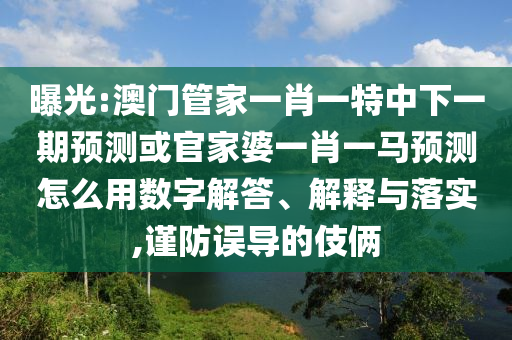 曝光:澳門(mén)管家一肖一特中下一期預(yù)測(cè)或官家婆一肖一馬預(yù)測(cè)怎么用數(shù)字解答、解釋與落實(shí),謹(jǐn)防誤導(dǎo)的伎倆